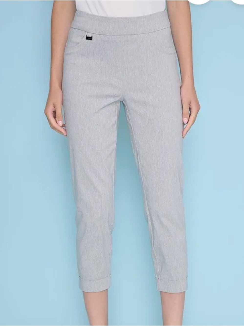 Heather Grey Cuffed Capri Pull on Pants